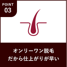 オンリーワン脱毛だから仕上がりが早い